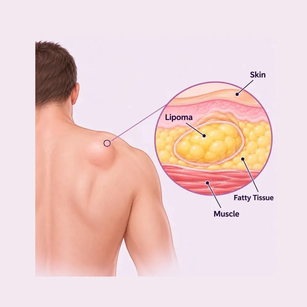 Labelled medical illustration of Lipoma